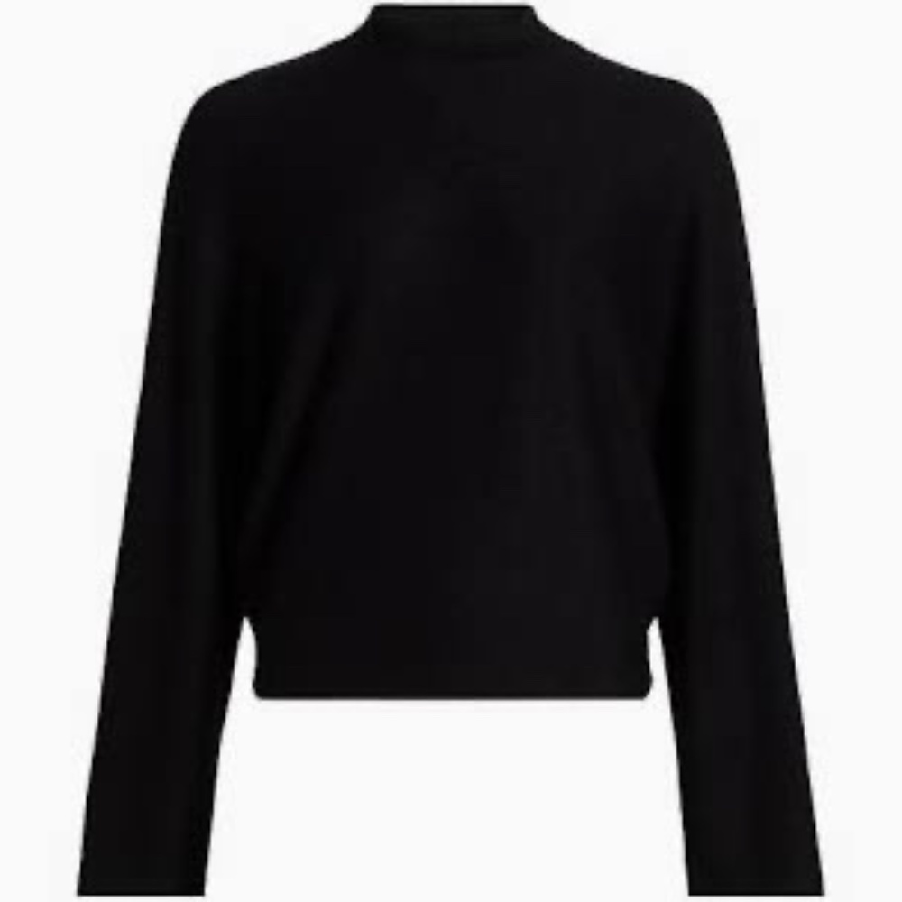 Vince Black‎ Rib Knit Wool/Cashmere Mock Neck Cropped Sweater Sz S